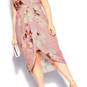 City Chic English Bouquet Pink Floral Midi Dress